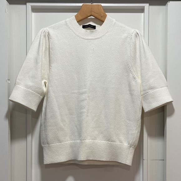 Ann Taylor Sweaters - Ann Taylor Ivory White Crew Neck Puff Short Sleeve Sweater Size Medium